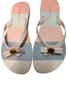 Lindsay Phillips -NWT, Switch Flops Model Katie, Pink, Gray,Beige, Bow W/Gold...